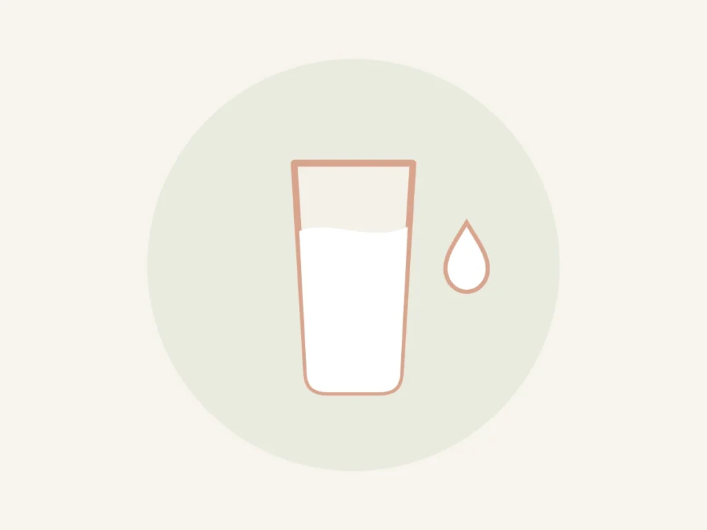 Ilustração de copo de leite representando intolerância à lactose