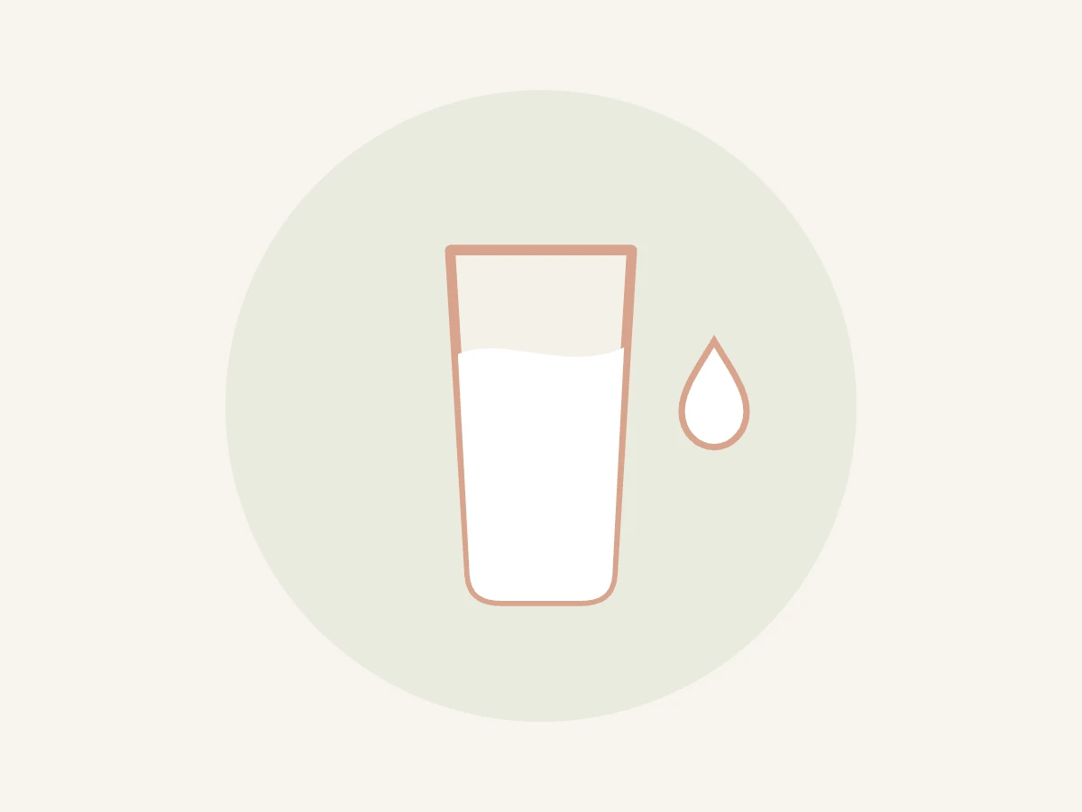 Ilustração de copo de leite representando intolerância à lactose